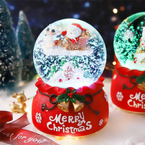 Christmas old man crystal ball ornaments childrens birthday gifts girls eight-tone music box snow spinning snowflakes