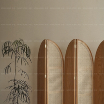 Lou Ji Ji Feng Rattan solid wood screen grille into the home porch partition living room door cover mobile folding screen