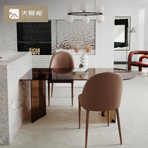 Modern minimalist island table integrated rectangular small apartment glass semicircle simple complete light luxury art table
