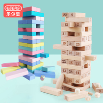 Childrens beneficial intelligence parent-child game stacking music layer cascading high building block tower push table toy adult board game