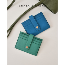 lunia goat leather card bag woman small ultra thin zero money bag genuine leather cutting card multi-position driving license mini money clip ins