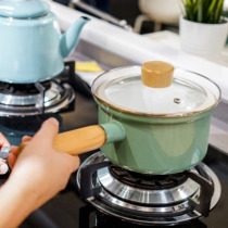 Fat Dragon enamel enamel enamel milk pot anti-overflow type baby food supplement pot single induction cooker gas household Japanese style with steamer