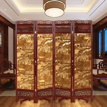 Antique Chinese solid wood screen office living room partition hotel screen porch removable folding screen double-sided