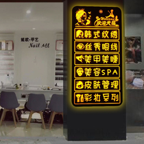 Beauty light box led nail art billboard Custom glass window hanging luminous project display card signboard design