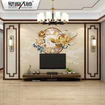 Classical new Chinese wallpaper background wall TV wall cloth living room sofa film and television wall Peony flowers and birds Phoenix wall cloth