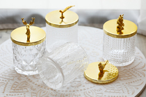 Glass City Nordic Creative Light Luxury Glass Jar Home Decoration Storage Jar Cotton Swab Jar Ornament Storage