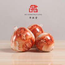 Huashengtang Jingdezhen hand-painted alum red drawing gold mouth five dragon figure bird pot large thrush tank bird Cup bird cage