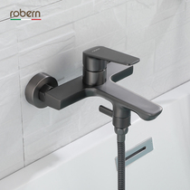 robern gun grey black full copper bathtub tap hot and cold shower head bath nozzle simple shower head suit