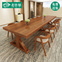 American solid wood conference table long table office large training table meeting meeting table long computer desk Workbench