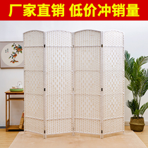 Chinese straw woven screen Home living room Hotel beauty manual folding partition Mobile folding screen fashion simple screen