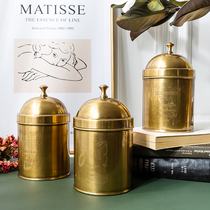 Mia home European and American high-end imported handmade brass carved storage cans coffee sugar tea cans ornaments