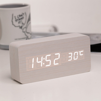 Alarm clock Mute luminous home smart digital led electronic clock Simple small alarm bedside clock sound control seat clock