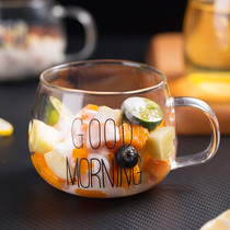 Home Transparent Large Belly Glass Water Glass High Boron Silicon Breakfast Cup Home Glass Cup Thickened Oat Milk Cup