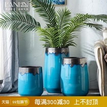 Jingdezhen Nordic vase creative modern landing simple light luxury household living room ceramic large diameter flower pot combination