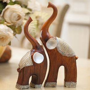 东南亚树脂情侣象对象工艺品客厅摆件家居饰品新房装饰品大象摆件