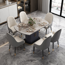 Rock plate table telescopic folding storage table modern simple small apartment multi-purpose household light luxury light round table