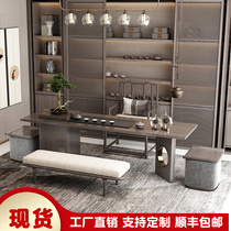 New Chinese tea table and chair combination office kung fu tea table solid wood light luxury tea table Zen tea room tea table spot