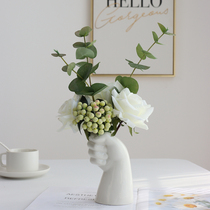 ins creative minimalist desk swing piece moisturizing rose money leaf emulated fake flower flower arrangement photo ceramic vase