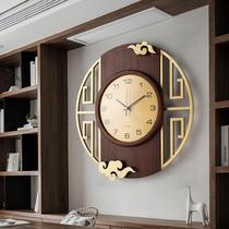 New Chinese solid wood decoration hanging bell light luxury quartz pure copper hanging table Living room hanging wall clock Home Perpetual Calendar Watches
