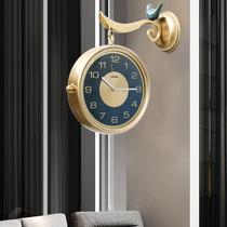 Double-sided clock wall clock living room simple European luxury modern home fashion American silent two-sided clock