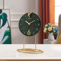 Light luxury marble decorative clock Household desktop clock ornaments Modern metal sitting clock jewelry Simple quartz clock