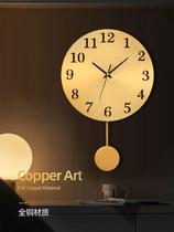 Postmodern light extravagant full copper quartz clock table hanging bell living room creative timepiece retro American decoration hanging table muted