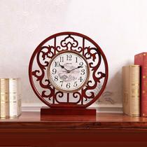 Chinese clock clock old living room retro solid wood ornaments clock Silent desktop home personality creative station clock