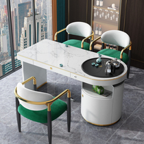 Light luxury Rock board tea table and chair combination modern office kung fu tea table household kettle integrated balcony tea table