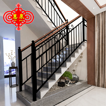 Simple stair handrail solid wood Nordic partition interior decoration duplex loft fence iron guardrail balcony railing