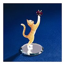 Glass Baron ~ Tabby Cat with Crystal Butterfly Glass