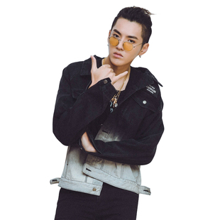 中国有嘻哈吴亦凡同款秋冬外套男黑色韩版bf宽松牛仔夹克学生衣服