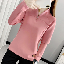 Air layer elastic warm clothing womens long sleeve T-shirt autumn and winter thick outdoor running sportswear fast clothes mountaineering suit