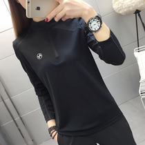 Quick-drying long-sleeved T-shirt female spring and summer thin stretch breathable stand-neck fast-drying clothes outdoor hiking sports clothing