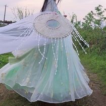 Hanfu Photoshoot Photo Props Bucket Hat Hat Crystal Curtain Martial Arts Ancient Wind Photo Photography and Write True Covering Veil