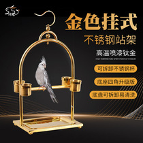 Golden hanging station frame stainless steel parrot station stand bird cage bird shelf eclectic Xuanfeng gray parrot stand frosted automatic