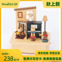 jeancard music box to send girls festival cat playing piano model ornaments music box girl gift