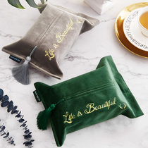 Modern minimalist ins tissue box Nordic living room bedside table velvet cloth art paper box car home paper bag cover