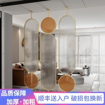 Nordic light luxury home entrance wrought iron Changhong tempered glass screen living room stainless steel partition wall modern simple