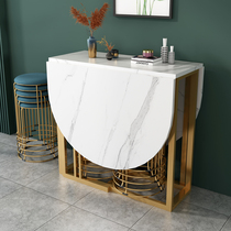 Modern simple small apartment light luxury Rock board retractable folding table dining table ultra-thin household table Nordic Wall