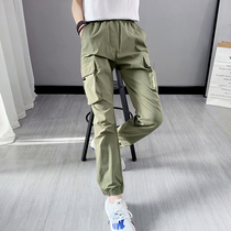 Summer outdoor quick-drying pants Womens thin drawstring loose overalls closed breathable running mountaineering sports pants men