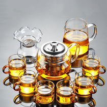 Tangfeng glass tea set small set of household transparent filter kung fu bubble teapot office guest simple tea cup set