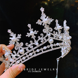 Bridal jewelry 2020 new wild temperament princess crown ETE pearl zircon crown wedding white gauze with makeup and hair