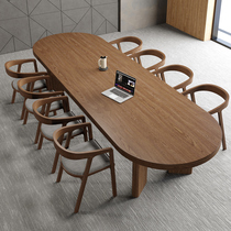 Nordic Solid Wood Conference Table Long Table Brief Modern Talks Strip Table Light Extravagant Desk Room Table And Chairs Combination