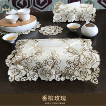 Embroidered cloth tissue towel box set European American Chinese pastoral napkin cover noodle paper set multi-color