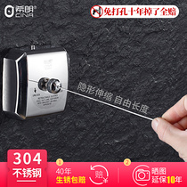 Toilet retractable Collet rope indoor non-perforated invisible clothesline 304 stainless steel shrink bathroom artifact