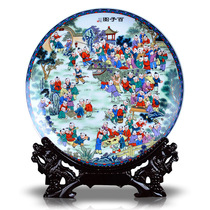 Fayered Baizitu Decorative Plate Ornaments Jingdezhen Ceramics Hanging Plate Modern Home Decoration Crafts Ornaments