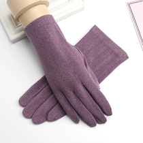 Glove women winter thin velvet thickened warm cold riding wind-proof stretch cotton spring autumn touch screen