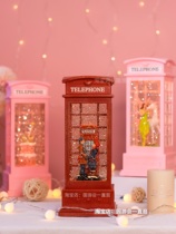 Valentines Day gift couple phone booth music box crystal ball girl wishing wind light music box romantic ornaments