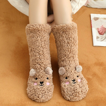 Floor shoes adult floor socks autumn and winter padded plus velvet home cold-proof warm moon socks home socks women