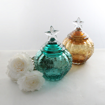 Decorative utensils glass jar candy jar modern European style home wedding living room model room ornaments